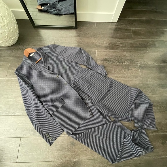 Dries Van Noten Navy Pinstriped Suit